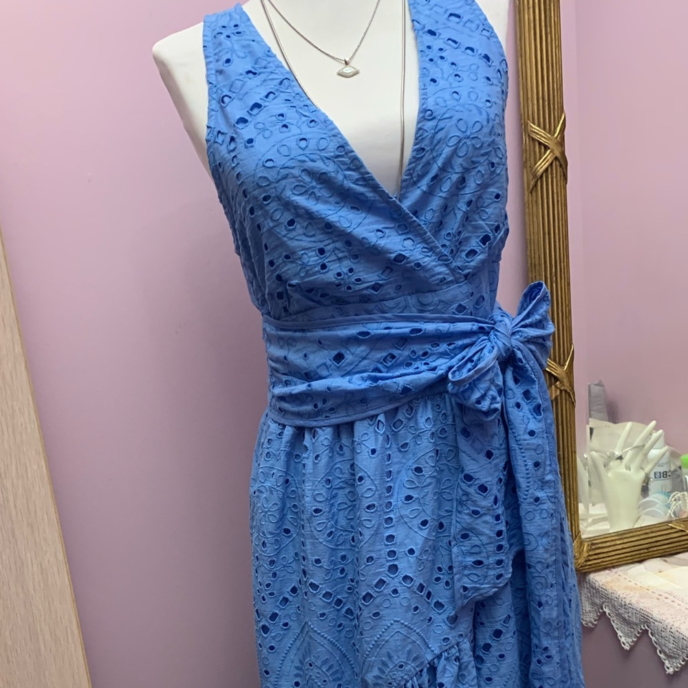 Maeve Eyelet Wrap Midi dress by Anthropologie 4P - Picture 6 of 16